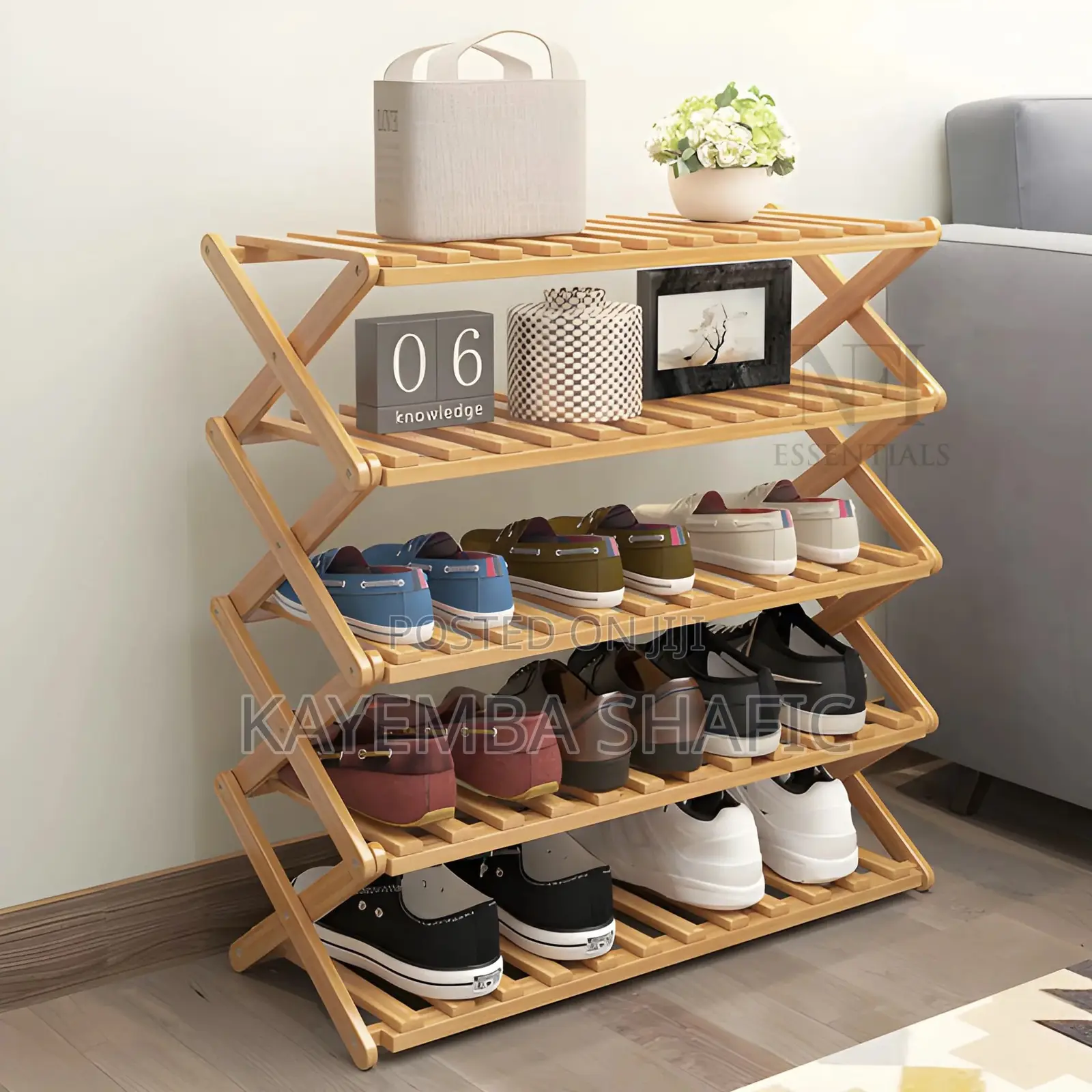 Foldable Bamboo Shoe Rack - 5 Tier Installation-Free