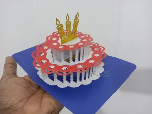 Handmade 3d Pop-Up Birthday Cake (F) Greeting Card