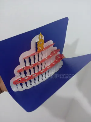 Handmade 3d Pop-Up Birthday Cake (H) Greeting Card