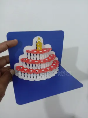 Handmade 3d Pop-Up Birthday Cake (H) Greeting Card