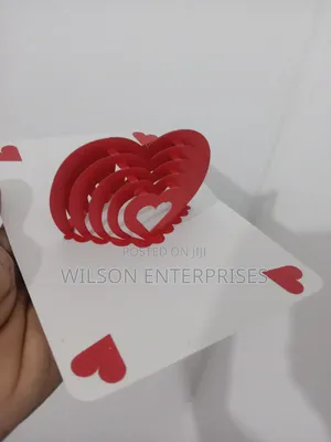 : Handmade 3d Pop-Up Layered Heart (Red-White) Greeting Card