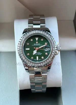 Green Face Women's Rolex Silver Wrist Analog Time Piece at Discount