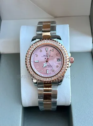 Pink Face Women's Original Analog Rolex Wrist Time Piece Gift Box
