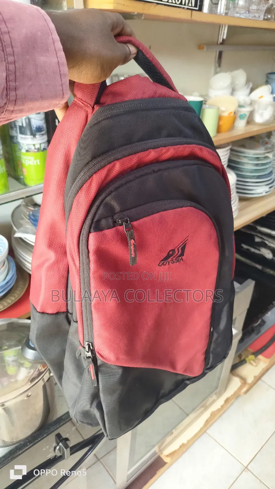 Uk Used Odyssia Brand Backpack, Red And Black In Colour.