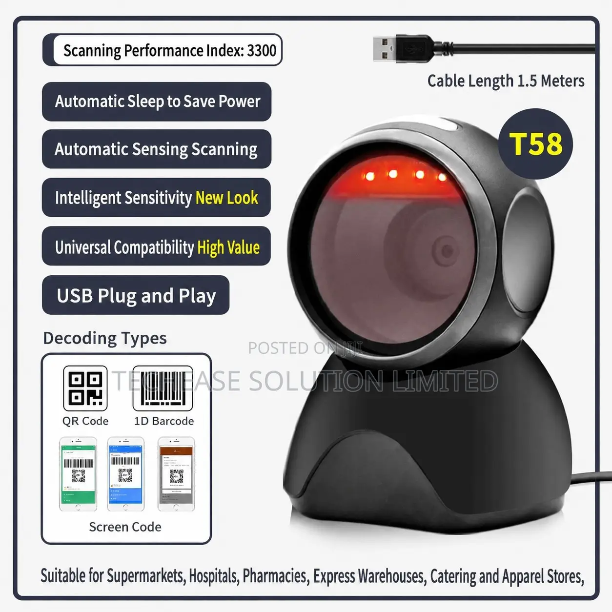 Desktop Barcode Scanner – 1d/2d Usb Barcode Qr Code Reader