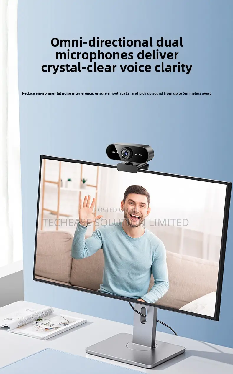 Hd Webcam With Noise-Cancelling Microphones- Plug Play Usb Camera
