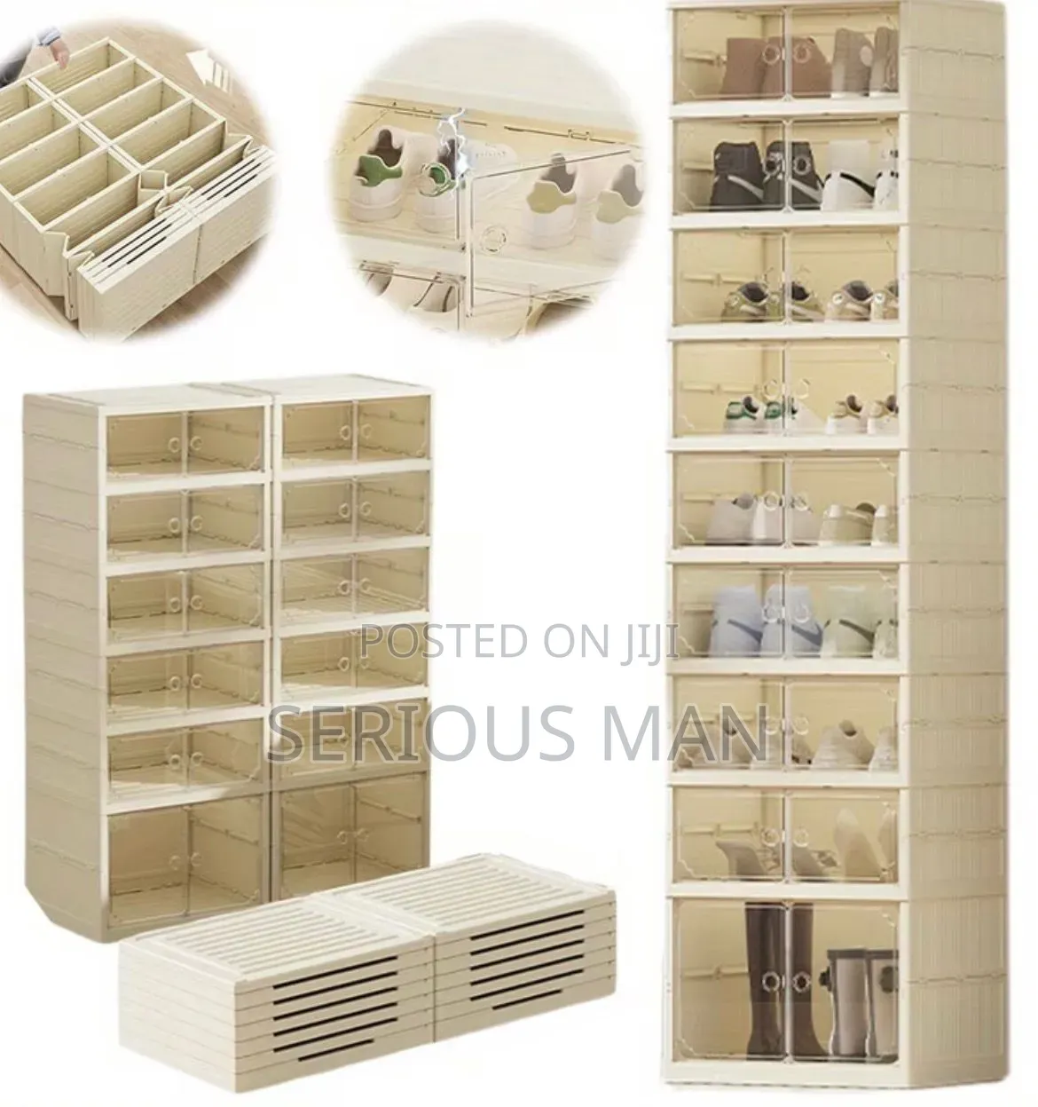 Foldable, Stackable Plastic Shoe Cabinet