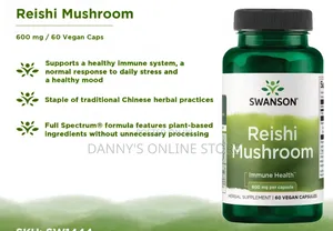 Reishi Mushroom, 600mg, 60 Vegetable Capsules.