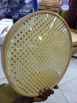 Bamboo and Rattan Cane Serving Tray Set