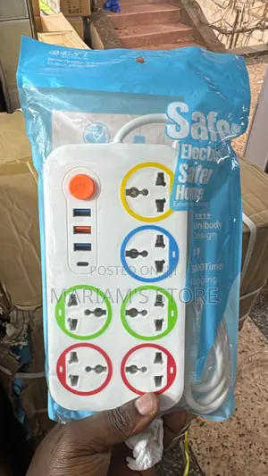 Safe Electric Branded Power Extension Socket With 6 Universal Outlets.