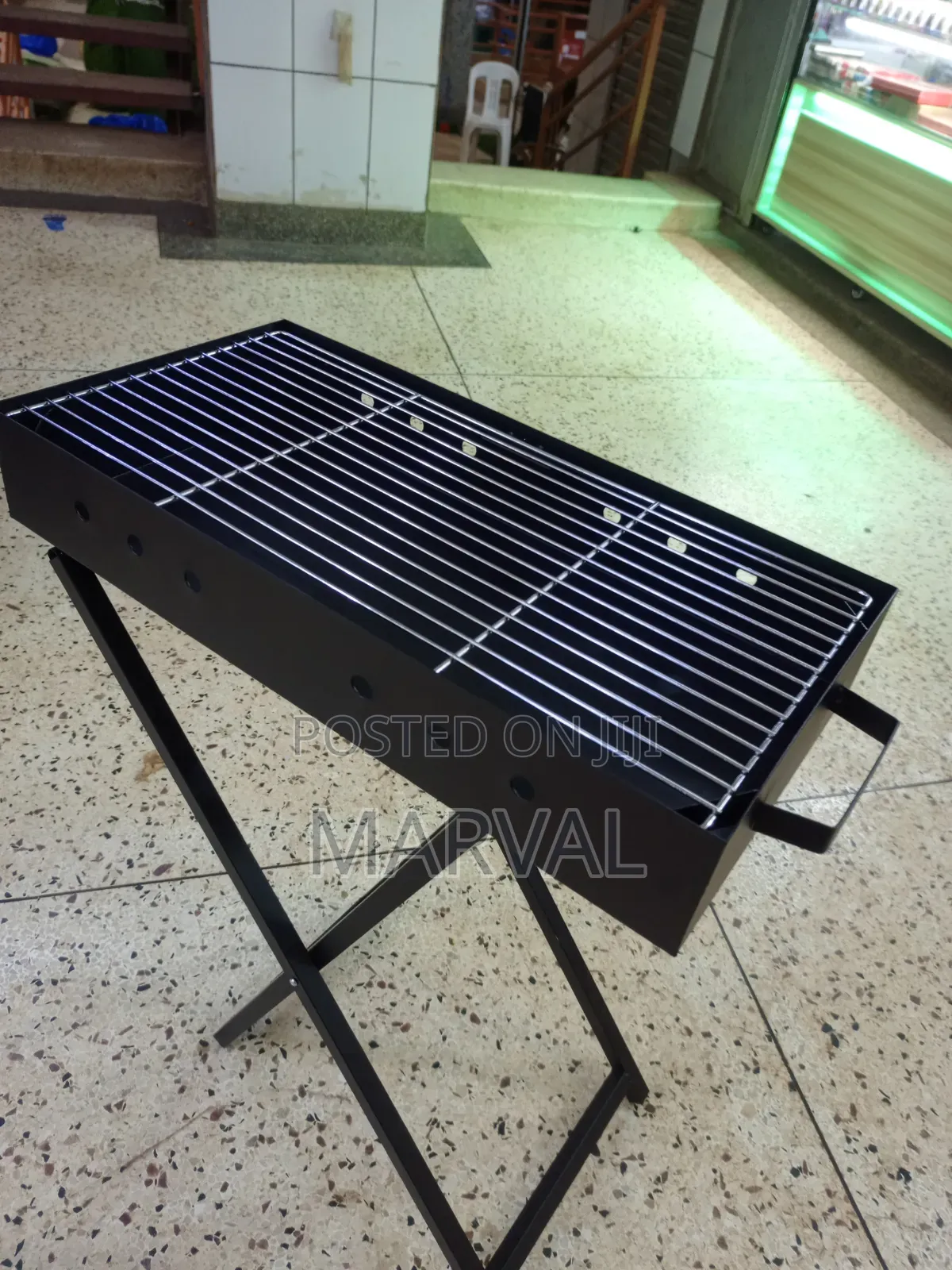 Portable, Rectangular Charcoal Barbecue Grill