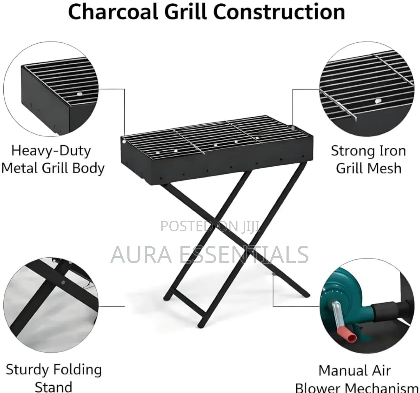 Portable Folding Charcoal Barbeque Traditional Grill BBQ