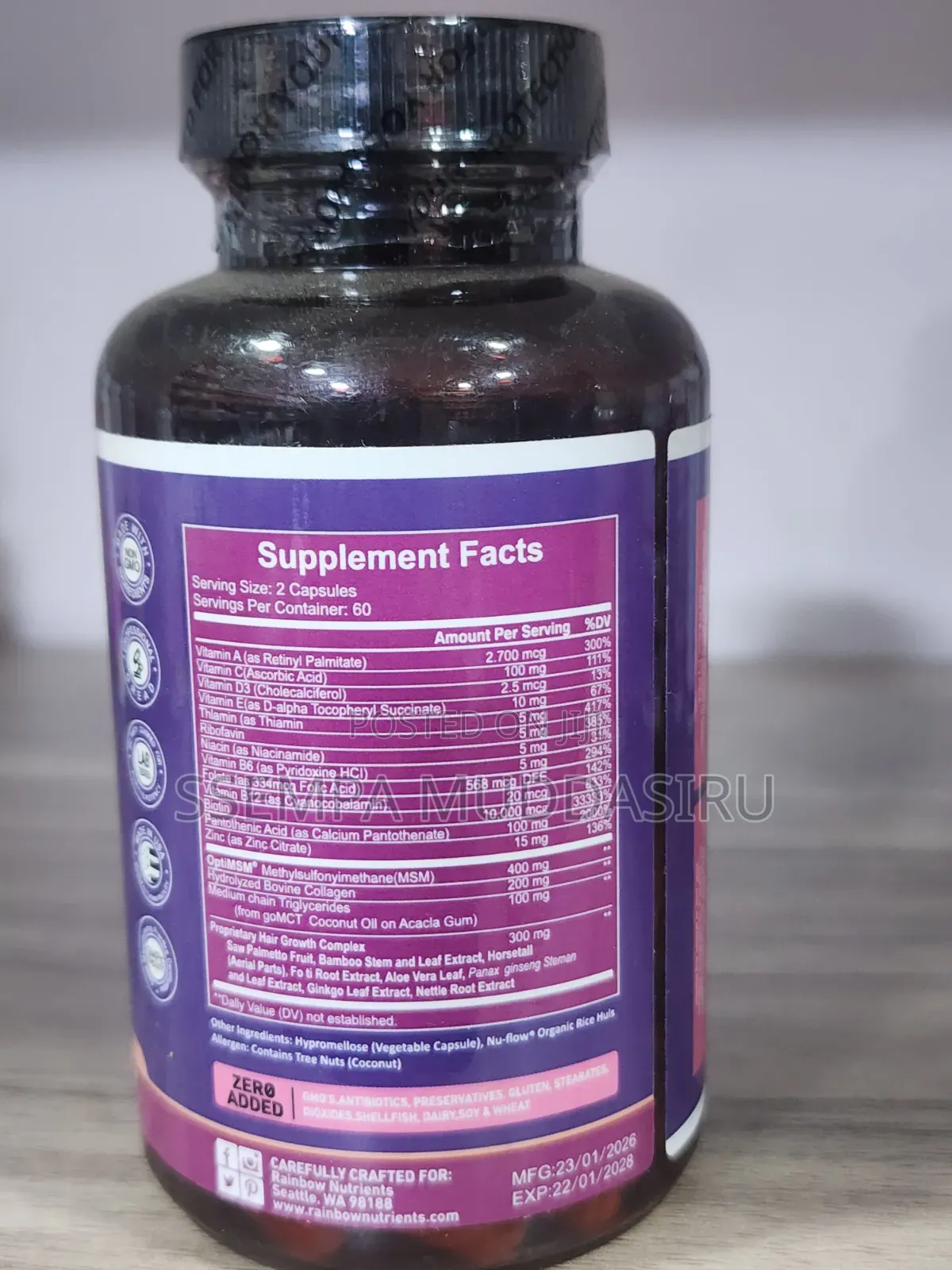 Advanced Hair Growth,Biotin 10000mcg,Collagen,Optimsm,120 Tablets