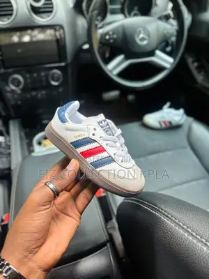 Adidas Samba Cloud White, Night Indigo, and Better Scarlet.