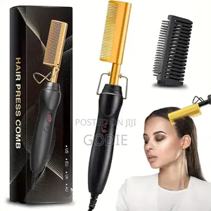 Gold Ceramic Professional Press Comb Used for Straightening Hair, Wigs
