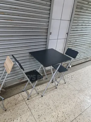 Black Folding Reading Table and 2 Black Chairs Set