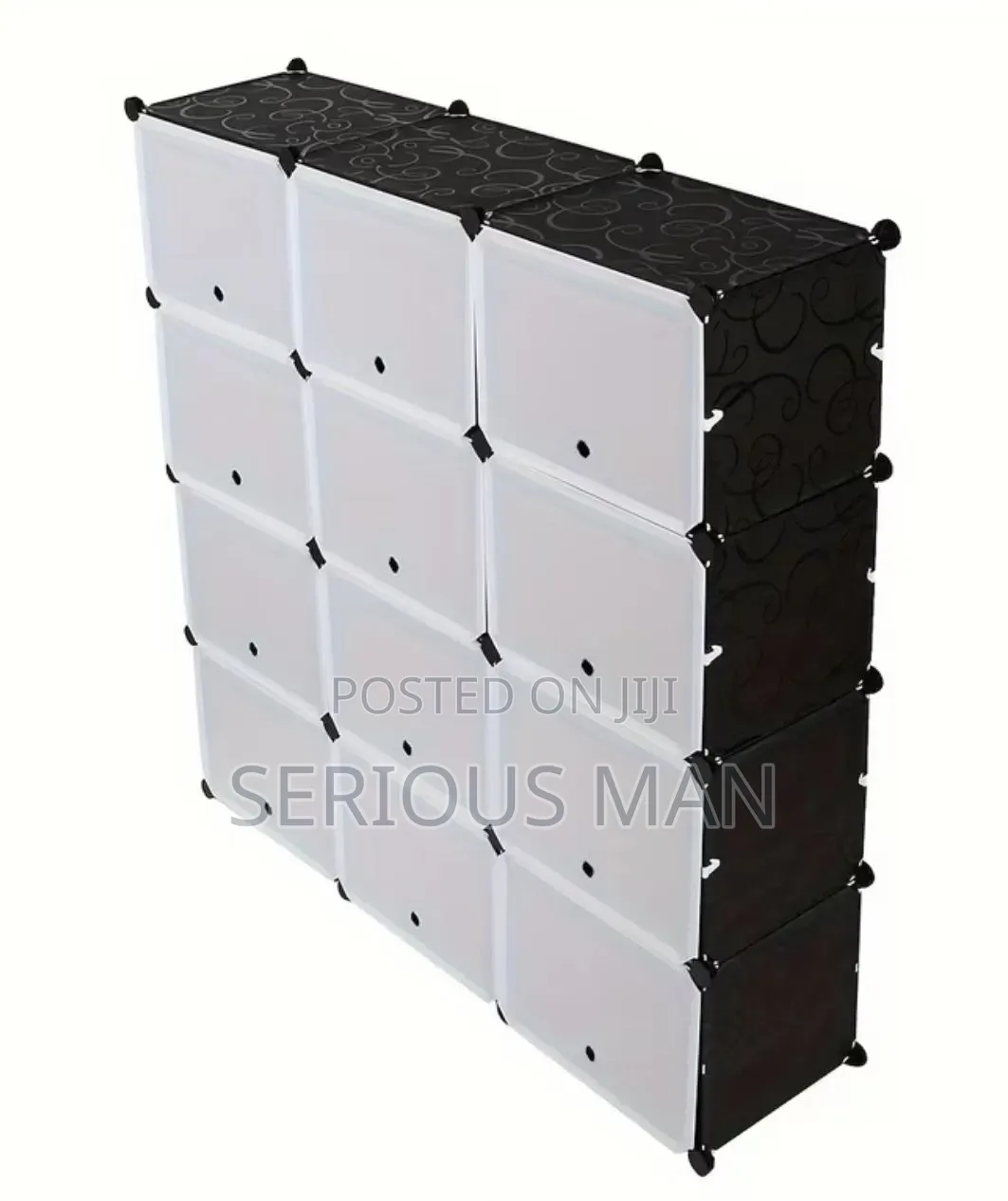 3-Column Black and White Plastic Modular Storage Rack