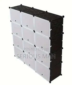 3-Column Black and White Plastic Modular Storage Rack