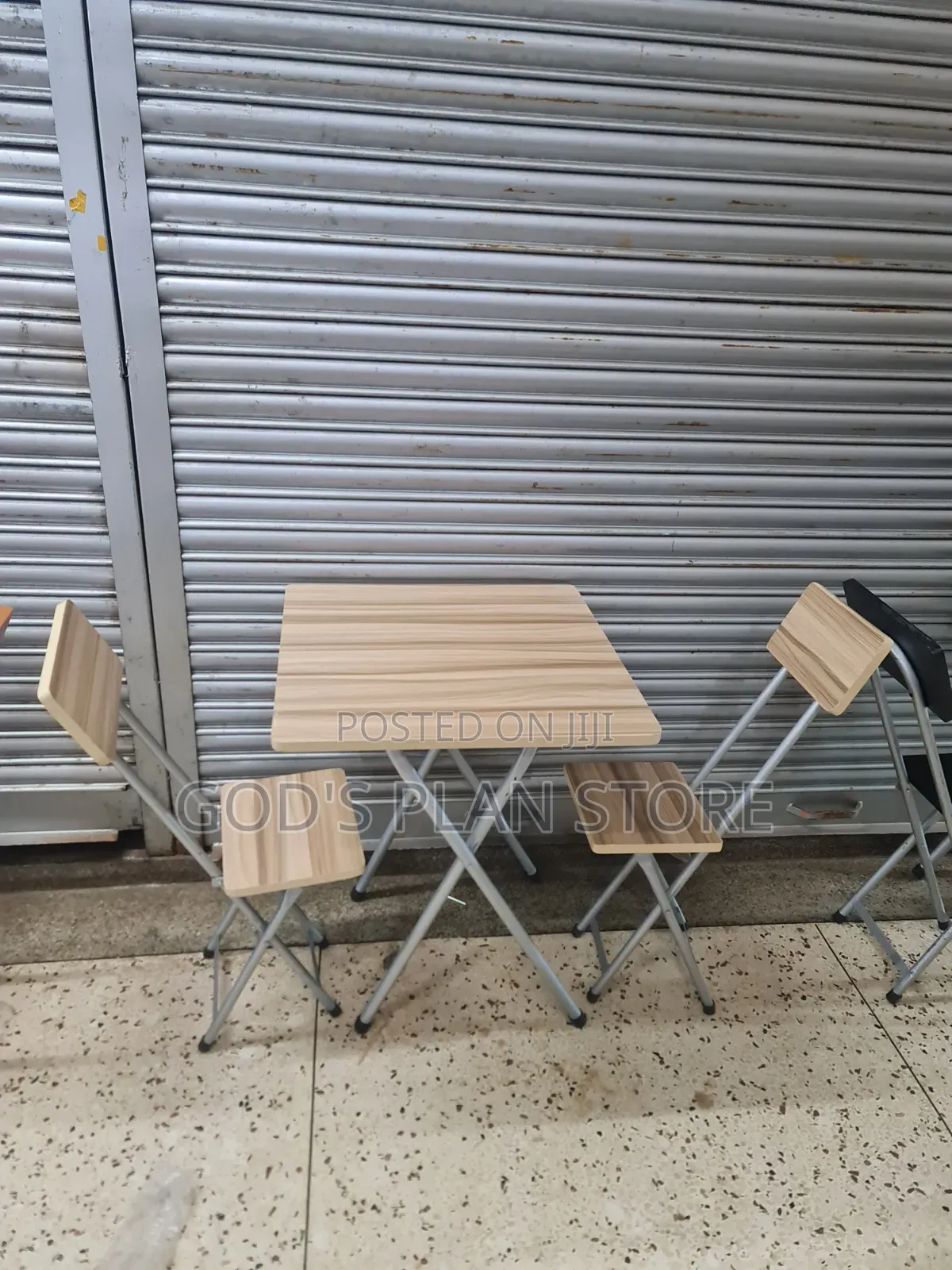 Metal Frame Foldable Wooden Table and Chairs
