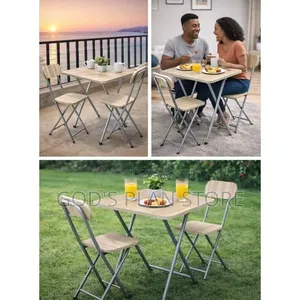 Multi Colored Wooden Foldable Reading Table and 2 Chairs
