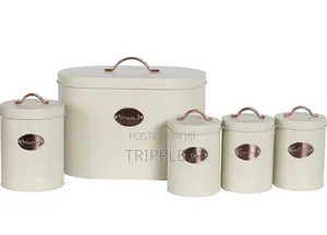 5 Piece Cream / Black Kitchen Storage Canister Set