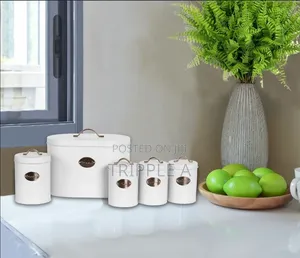 5 Piece Cream / Black Kitchen Storage Canister Set