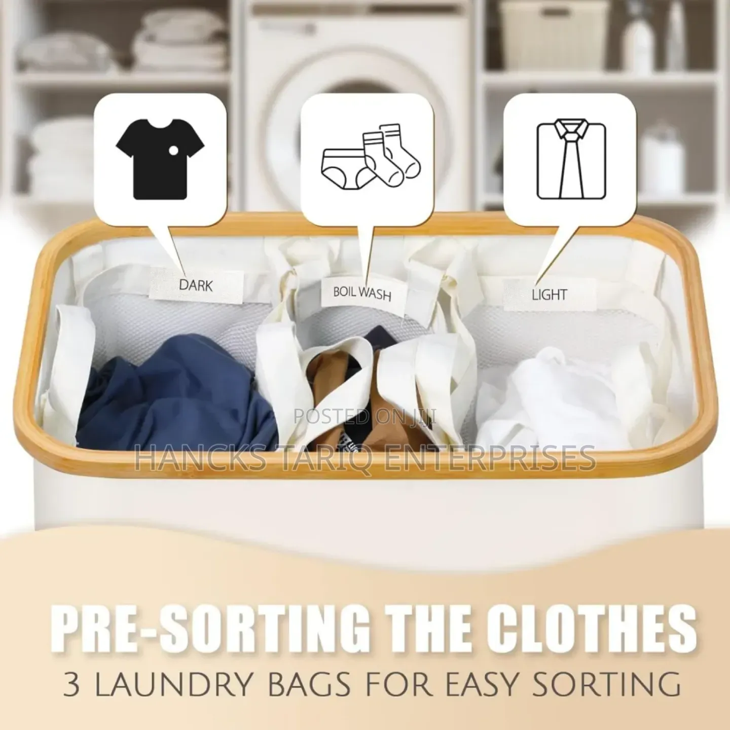 -section Laundry Sorter – Modern Hamper With Removable Mesh Bags