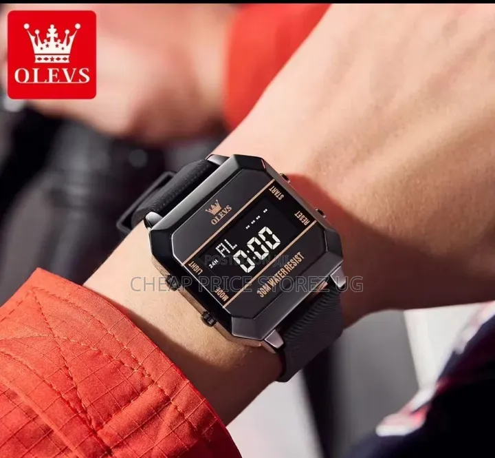 This Olevs Digital Sports Watch Features Black a Durable Rubber Stra