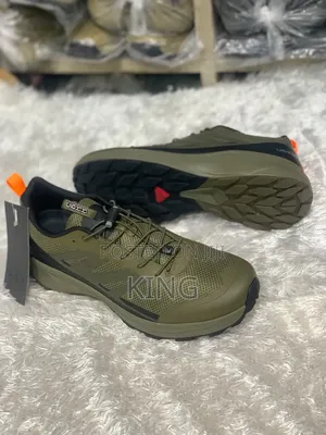 Salomon Outline GTX Shoes in a Burnt Olive Green Color.