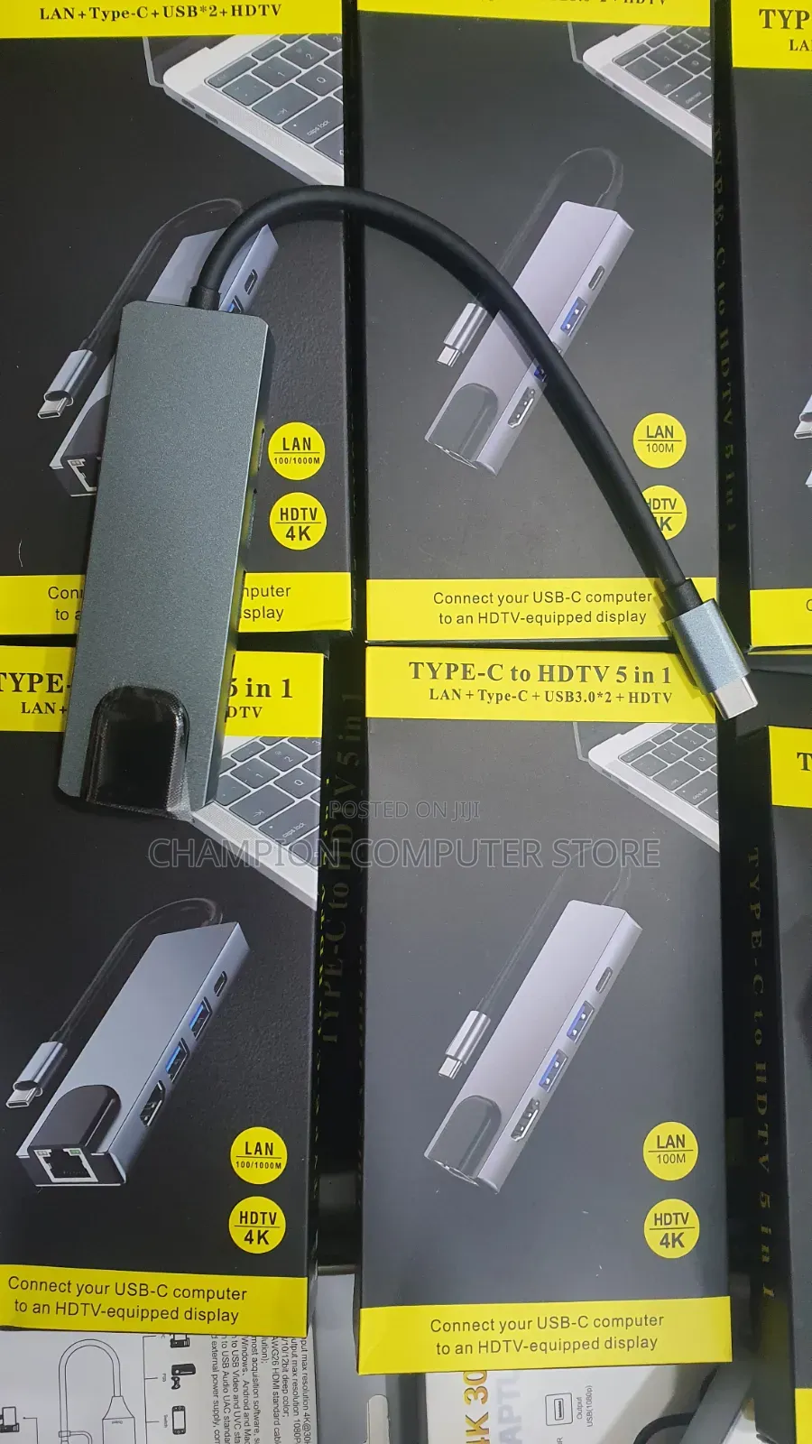 Type C to Hdmi 5in1 (Lan/Rj45 + Type-C + Usb 3.0*2 + Hdmi)