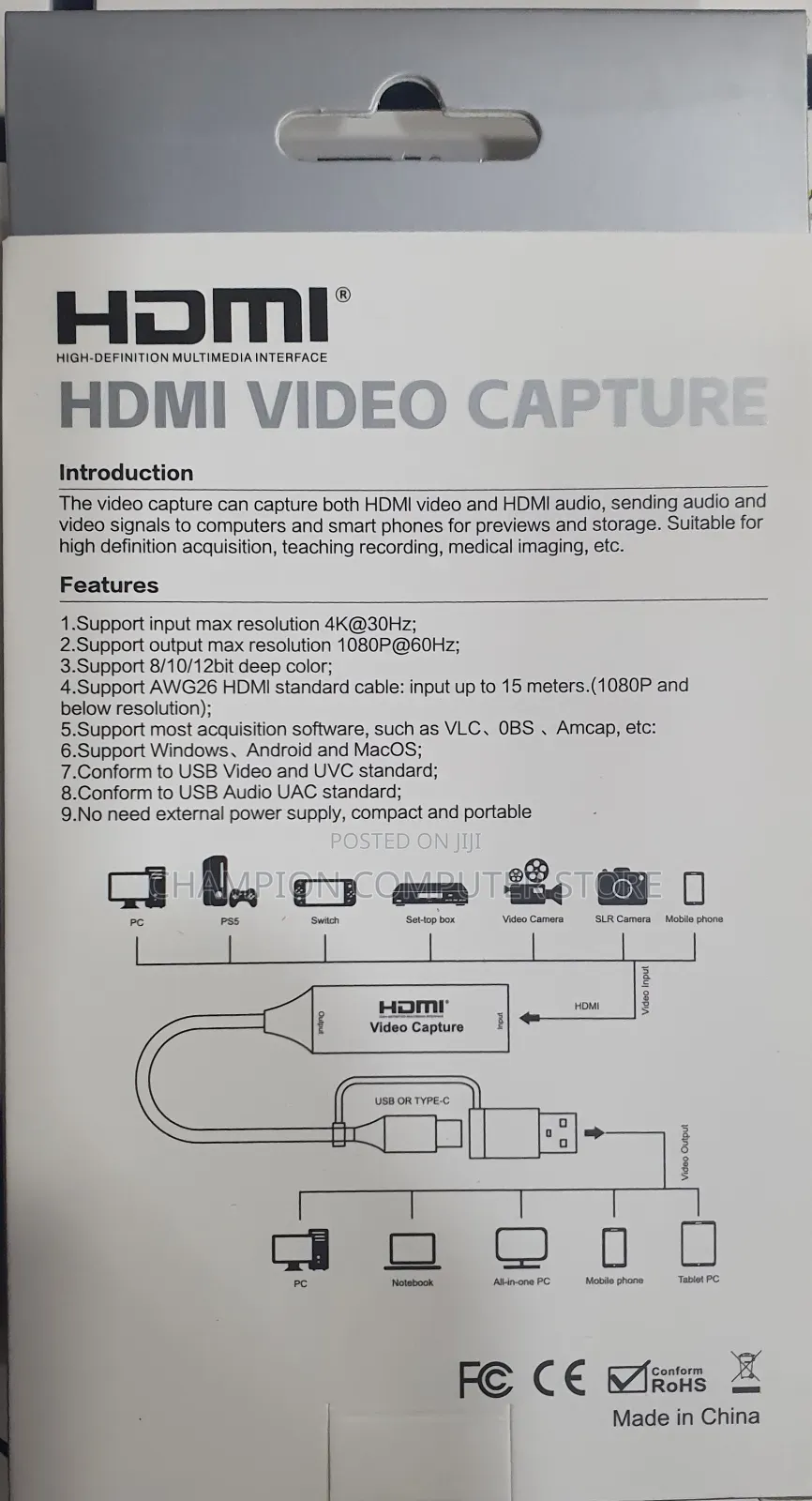 2-in-1 Usb/Type-C Hdmi Video Capture Card
