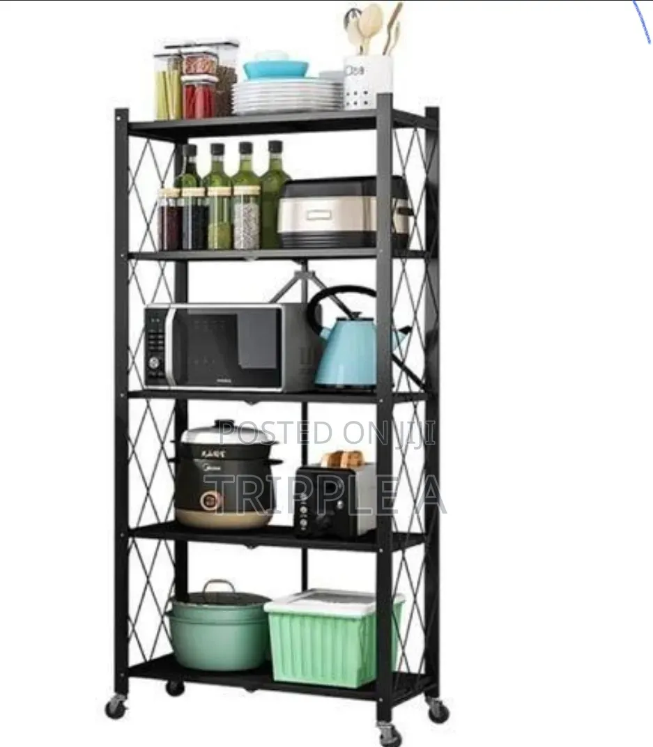 5 Tier Foldable Storage Shelves With Wheels
