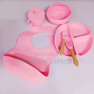 Pink Silicone Baby Feeding Set