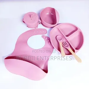 Lilac Pink Silicone Baby Feeding Set