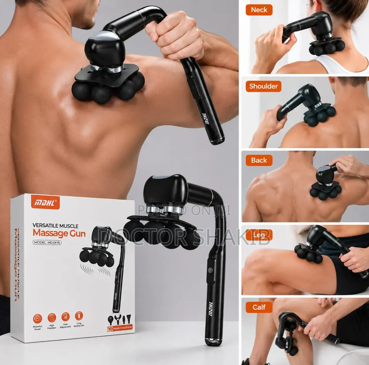 MDHL Deep Tissue Massage Gun – 10 Heads Portable Body Massager