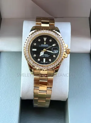 Rolex Beautiful Ladies Stainless Black Face Analog Wrist Watch