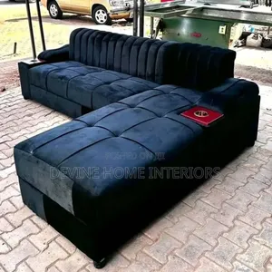 Black L Sofa 6 Seater