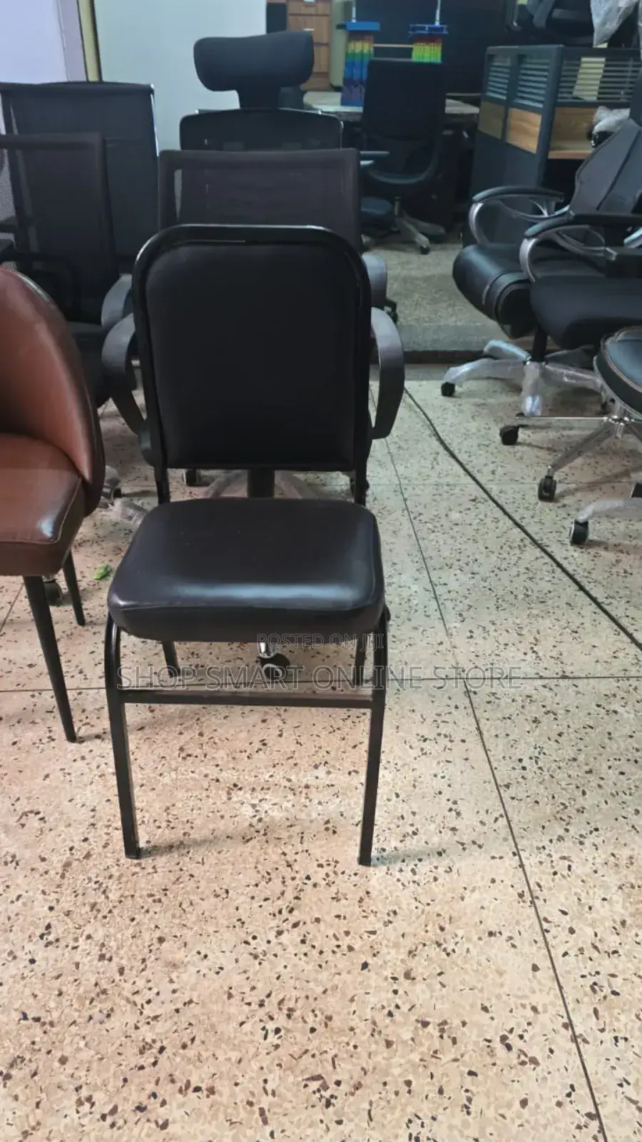 Black Leather Conference Dining Chair