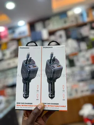 Porodo 65w Car Charger Dual Rectractabe Cable