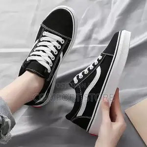 Out Door Black Sneakers in Black and White Stripes