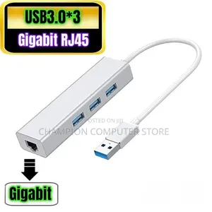 3.0 Usb Hub to Ethernet Adapter and Lanport and 3usb Ports