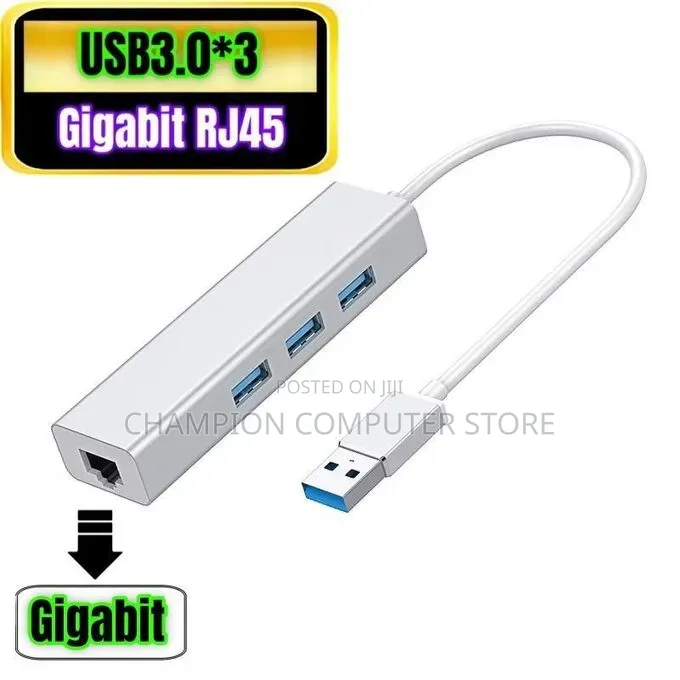 3.0 Usb Hub to Ethernet Adapter and Lanport and 3usb Ports