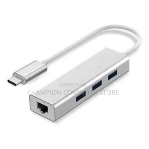 Type-C Hub With Ethernet, Lan, Rj45 Adapter and 3usb 3.0 Ports
