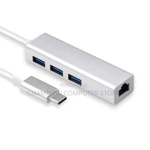 Type-C Hub With Ethernet, Lan, Rj45 Adapter and 3usb 3.0 Ports
