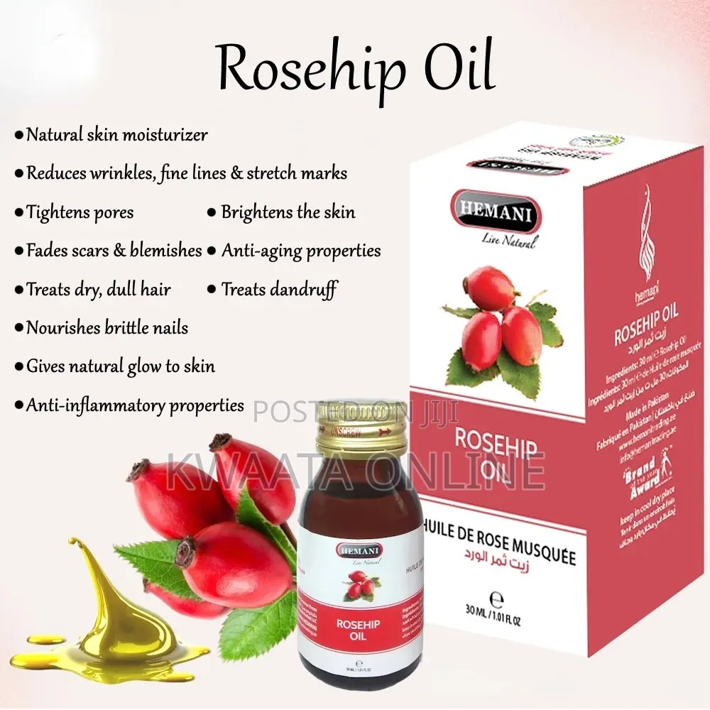 Hemani Pure Cold Pressed Rosehip Essential Oil, All Skin Types 30ml