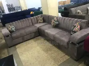 Brown L Sofa Set In