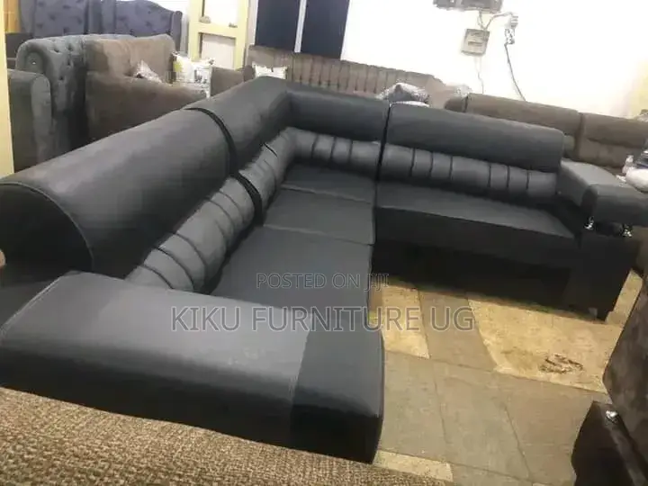 Brown L Sofa Set In