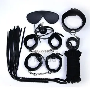 7 Pieces Adult BDSM Toy Bondage Set for Couples - Black