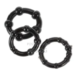 3pcs Beaded Cock Rings Set for Men Sex Delay - Black