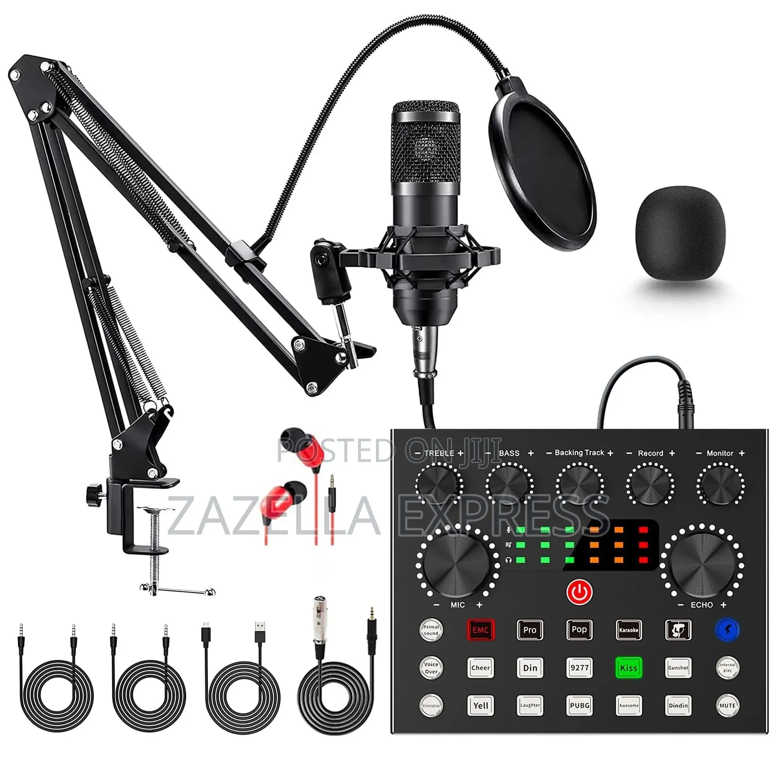 Podcast Equipment Bundle, Bm-800 Mic Kit With V8s Live Sound Card